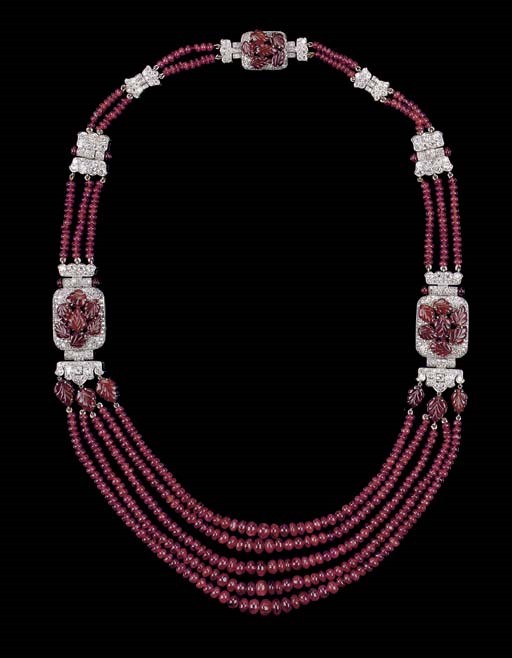 A FINE RUBY AND DIAMOND NECKLACE