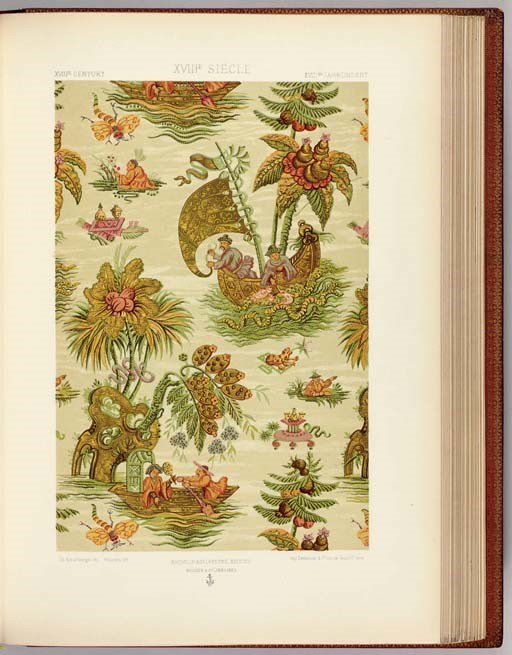 [HOE, ROBERT, III, COLLECTOR]. DUPONT-AUBERVILLE, A. ART INDUSTRIEL. L'ORNAMENT DES TISSUS RECUEIL HISTORIQUE ET PRATIQUE. PARIS: LIBRARIE GéNéRALE DE L'ARCHITECTURE ET DES TRAVAUX PUBLICS, DUCHER ET CIE, 1877.
