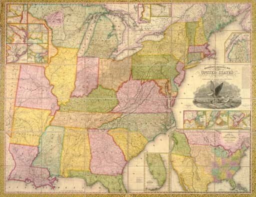 MITCHELL, Samuel Augustus, publisher (1792-1868) - James H. YOUNG. Reference and Distance Map of the United States, by J.H. Young. Philadelphia: S. Augustus Mitchell, 1834.
