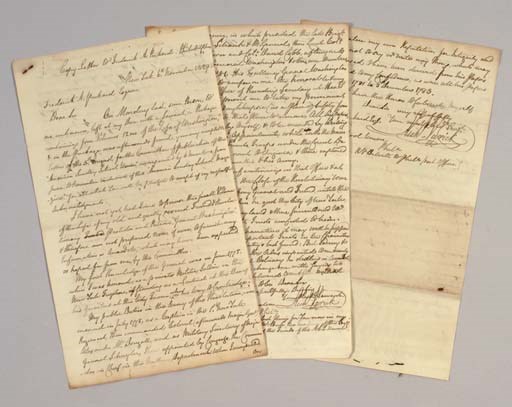 VARICK, Richard. Two draft autograph letters signed ("Richd. Varick") to Frederick A. Packard of Philadelphia, New York, 6 and 16 November 1829. Together 5½ pages, folio, retained copies, closely written. In very fine condition.