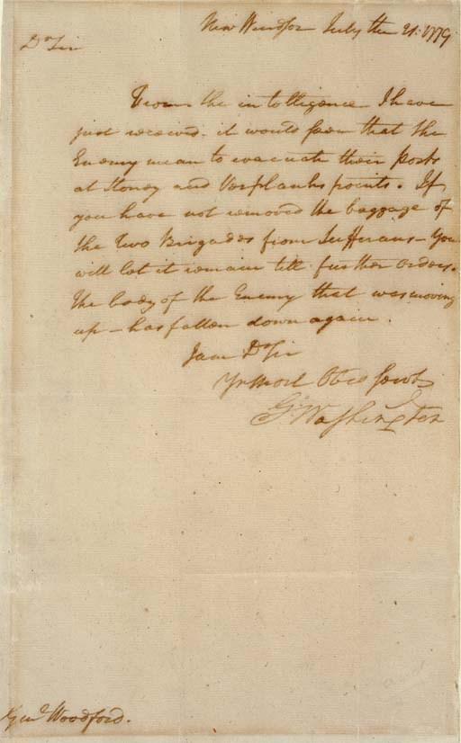 WASHINGTON, George. Letter signed ("G:o Washington"), as Commander in Chief, to Gen. William Woodford, New Windsor, 21 July 1779. 1 page, folio, matted and framed (slight matt burn at edges).