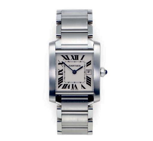 A STAINLESS STEEL "TANK FRANCAISE" WRISTWATCH, BY CARTIER