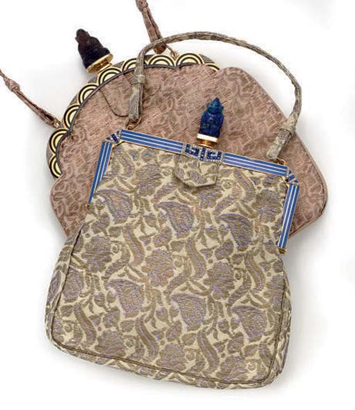 A GROUP OF MULTI-GEM, 18K GOLD AND SILK HANDBAGS