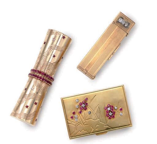 A GROUP OF RUBY, DIAMOND AND 18K GOLD ACCESSORIES, BY VAN CLEEF AND ARPELS