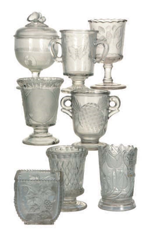 A GROUP OF AMERICAN PRESSED GLASS TABLE ARTICLES,