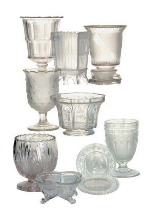 A GROUP OF AMERICAN PRESSED GLASS TABLE ARTICLES,