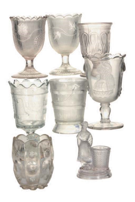 A GROUP OF AMERICAN PRESSED GLASS TABLE ARTICLES,