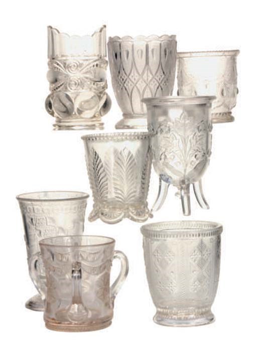 A GROUP OF AMERICAN PRESSED GLASS SPOON HOLDERS,