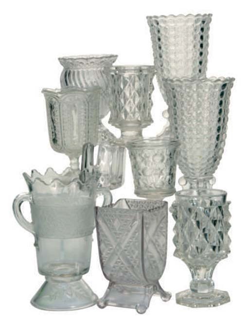 A GROUP OF AMERICAN PRESSED-GLASS SPOON HOLDERS AND TABLE ARTICLES,