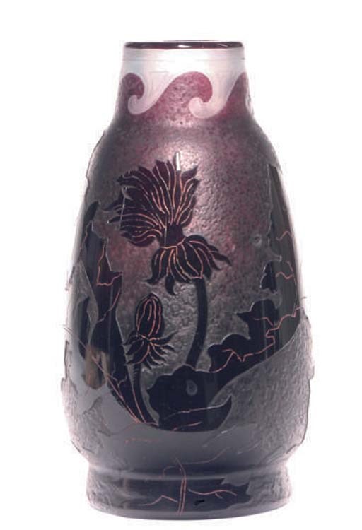 A FRENCH CAMEO PARCEL-GILT GLASS VASE,