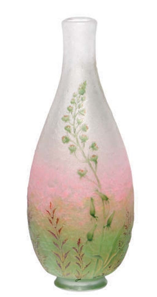 A FRENCH GLASS CABINET VASE,