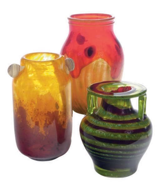 THREE FRENCH GLASS VASES,