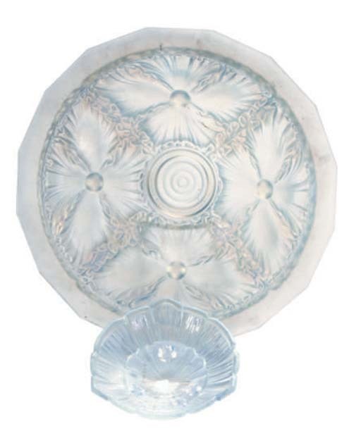 A GROUP OF SIX FRENCH OPALESCENT PRESSED GLASS BOWLS,