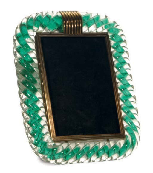 A BRONZE MOUNTED ITALIAN GLASS FRAME,