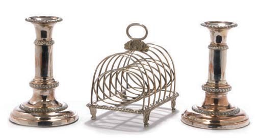 A GEORGE III SILVER TOAST RACK,