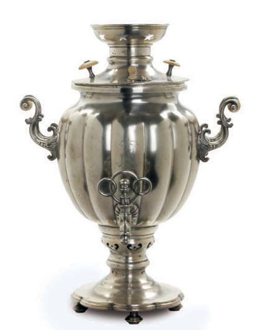 A RUSSIAN SILVER SAMOVAR,