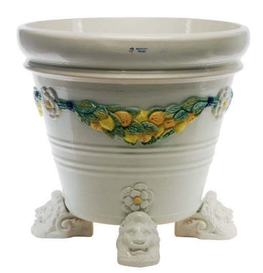 A PAIR OF MONUMENTAL ITALIAN FAIENCE TREE POTS,