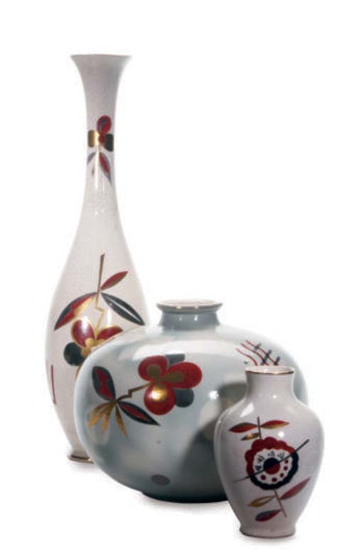 SIX FRENCH EARTHENWARE VASES,