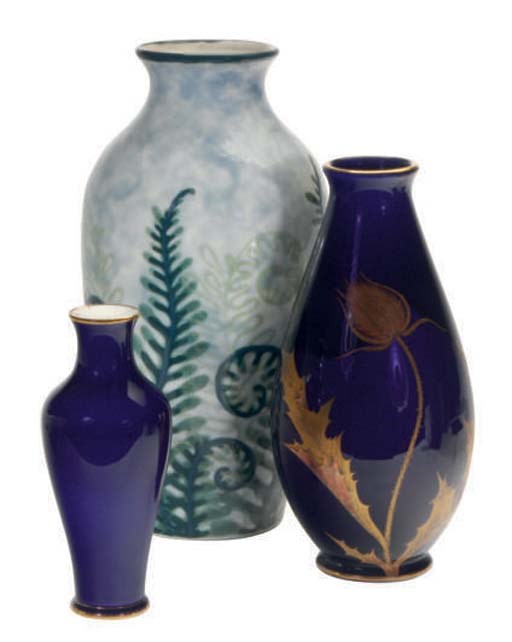 A GROUP OF FOUR FRENCH CERAMIC VASES,
