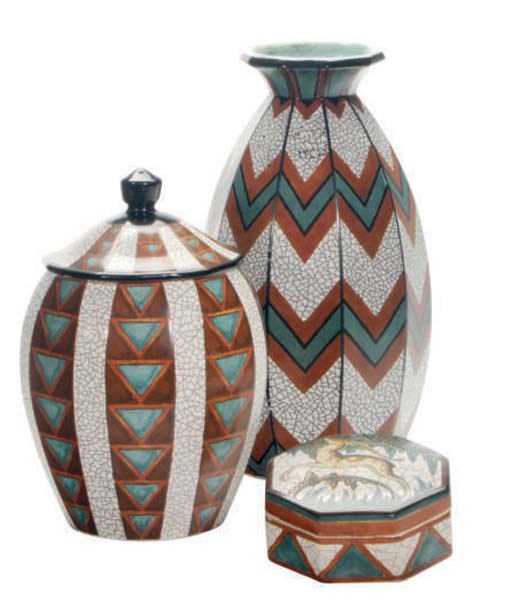 A GROUP OF THREE FRENCH FAIENCE TABLE ARTICLES,