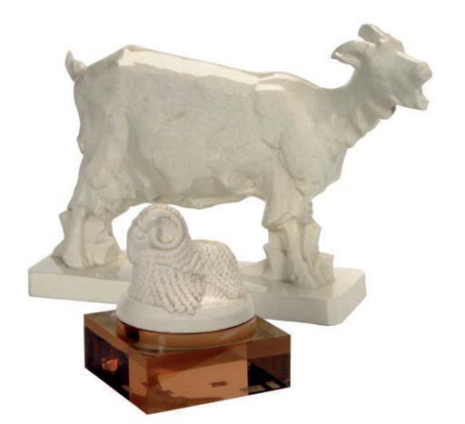 A GROUP OF SIX CONTINENTAL FAIENCE MODELS OF ANIMALS,