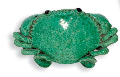 A CHINESE CERAMIC CRAB WALL POCKET,