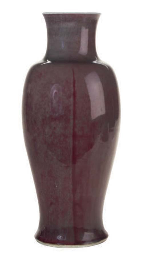 A CHINESE COPPER-RED GLAZED BALUSTER VASE,
