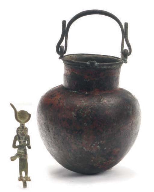 TWO EGYPTIAN BRONZE OBJECTS,
