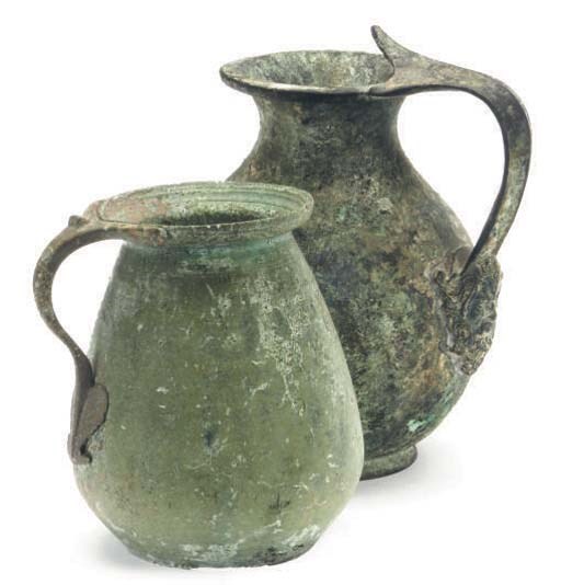 A ROMAN BRONZE EWER, OLPE,