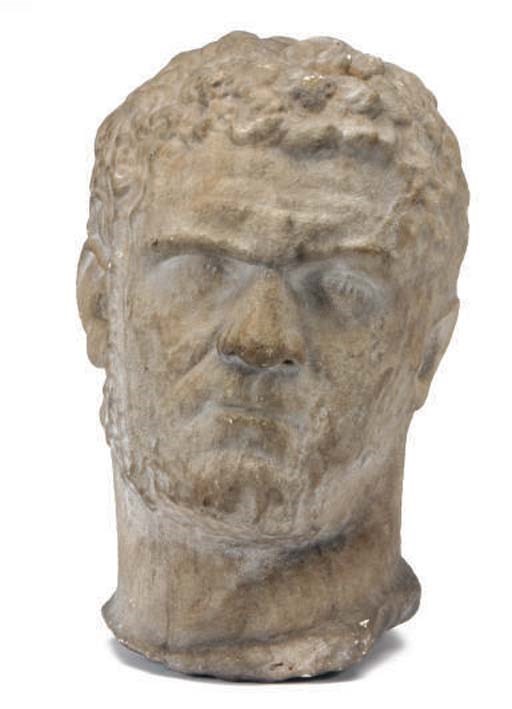 A ROMAN STYLE MARBLE HEAD OF THE EMPORER CARACALLA,