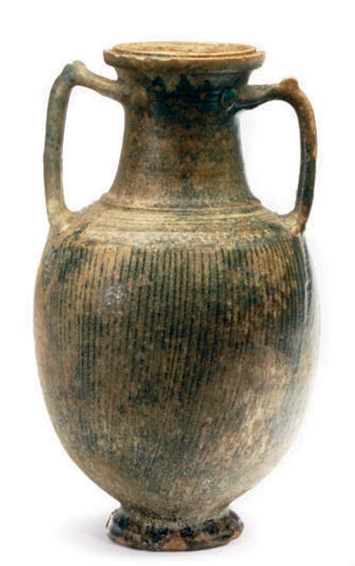 A PARTHIAN GLAZED POTTERY AMPHORA,
