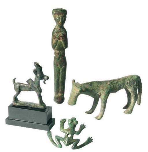 THREE NEAR EASTERN BRONZE FIGURES,