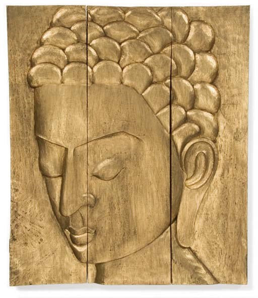 A GILTWOOD THREE-PANEL FIGURAL RELIEF,