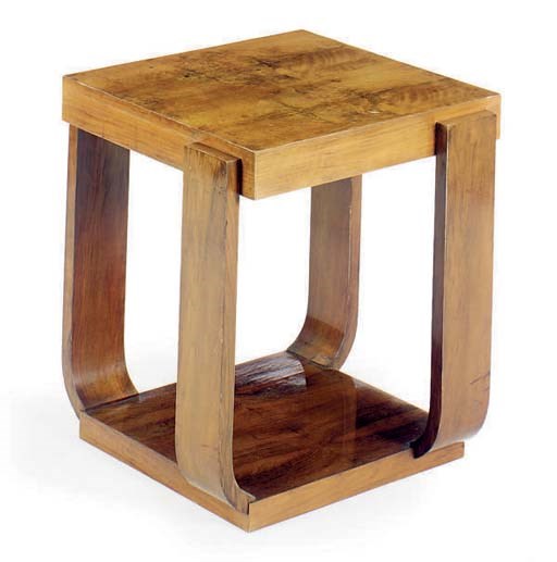 A FRENCH ART DECO WALNUT CUBE FORM LOW TABLE,