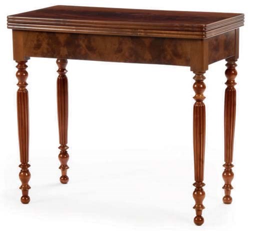 A MAHOGANY FOLD-TOP GAMES TABLE,