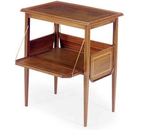 AN ART DECO TULIPWOOD INLAID MAHOGANY DRINKS OR TEA TABLE,