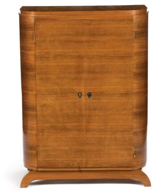 AN ART DECO FRUITWOOD AND PALISANDER DOUBLE-DOOR CABINET,