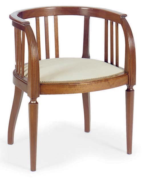A PAIR OF ART DECO WALNUT LIBRARY TUB CHAIRS,