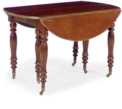 A LOUIS PHILLIPPE MAHOGANY DROP LEAF EXTENSION DINING TABLE,