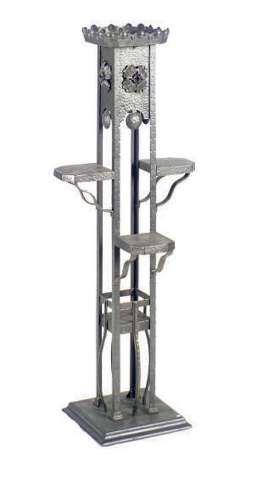 AN ART NOUVEAU WROUGHT IRON PLANT STAND,