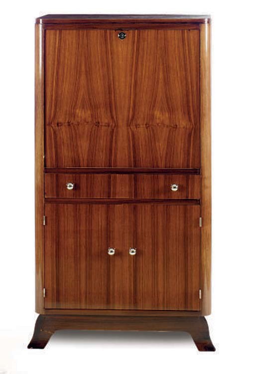 AN ART DECO PALISANDER AND MAHOGANY SECRETAIRE A ABBATANT,