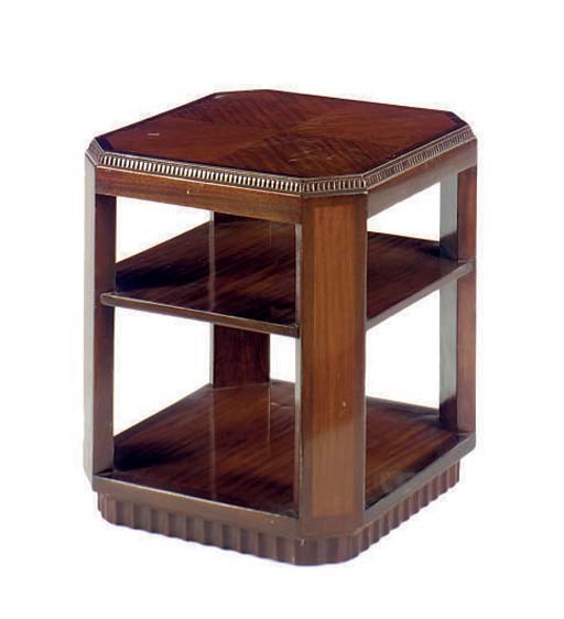 AN ART DECO MAHOGANY CUBE FORM LOW TABLE,