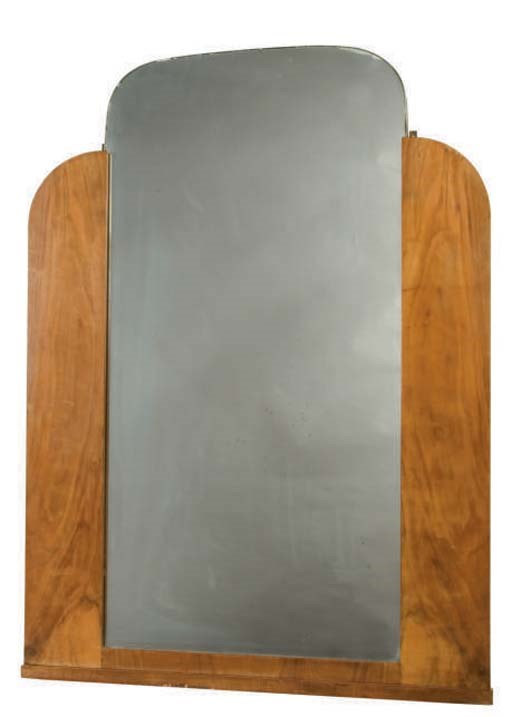 TWO ART DECO WALNUT MIRRORS,