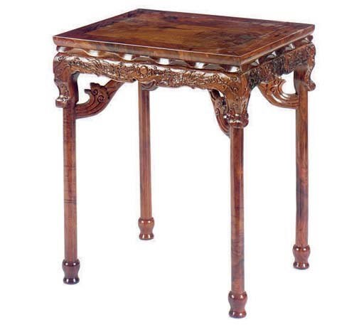 A CHINESE HARDWOOD CARVED OCCASSIONAL TABLE,