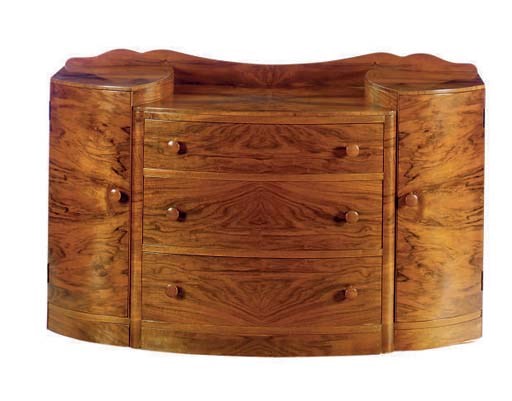 AN ART DECO ROSEWOOD LOW CHEST OF DRAWERS**,