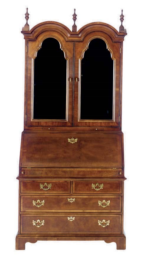 AN ENGLISH MAHOGANY SECRETAIRE BOOKCASE,