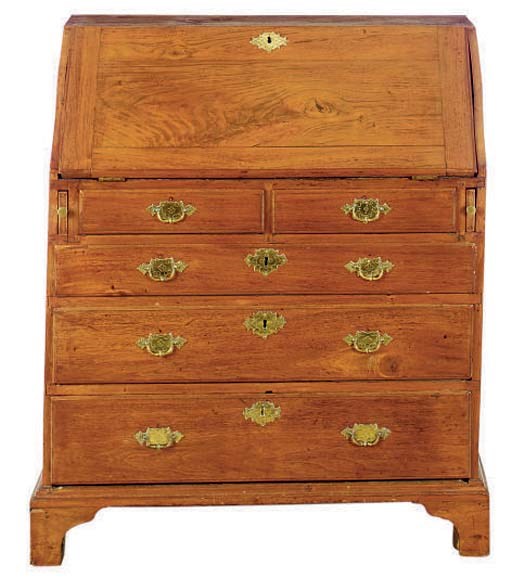 AN AMERICAN CHIPPENDALE WALNUT SLANT-FRONT WRITING DESK,