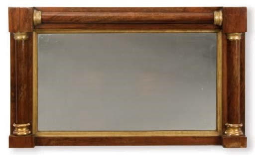 A PAIR OF EMPIRE PARCEL-GILT MAHOGANY MIRRORS,