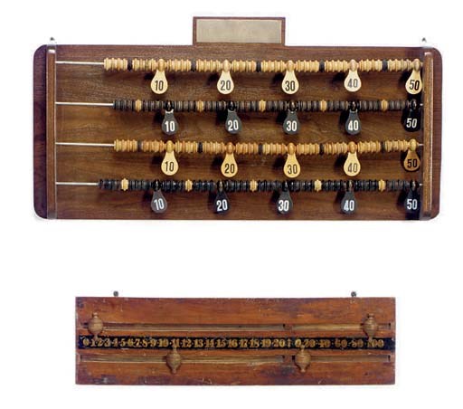 A GROUP OF THREE WOODEN GAME COUNTING BOARDS,