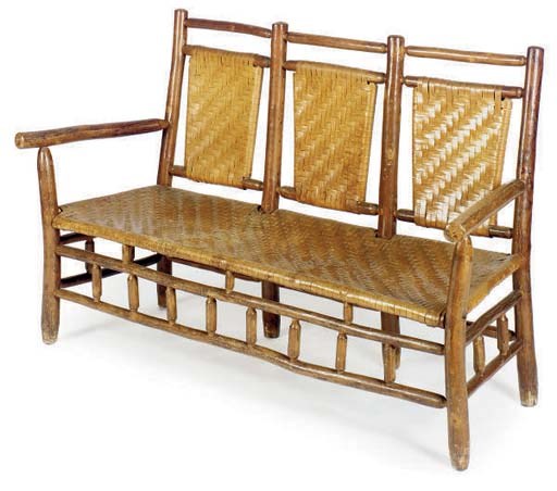 AN ADIRONDACK TRIPLE CHAIR BACK SETTEE,